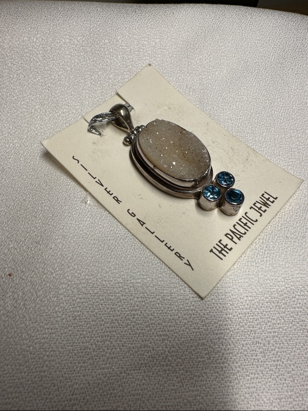 White Druzy & Blue Topaz in Silvertone